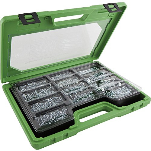 SECOTEC Spanplattenschrauben Sortiment | SPS | Mehrzweckschrauben Senkkopf | PZ | Kreuz-Schlitz | 1700-teilig | blau verzinkt