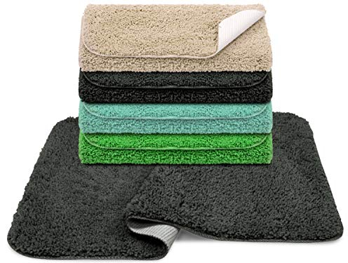 npluseins Mikrofaser Badteppich - Einheitsgröße ca. 50 x 80 cm und 4 Farben, anthrazit