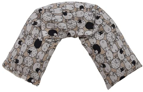 Fascia con noccioli di ciliegia sfoderabile e lavabile scaldacollo per mal di pancia, febbre alta (900gr. - 58x12x5cm) con Pecorelle. Terapia caldo freddo. Prodotto in Emilia Romagna