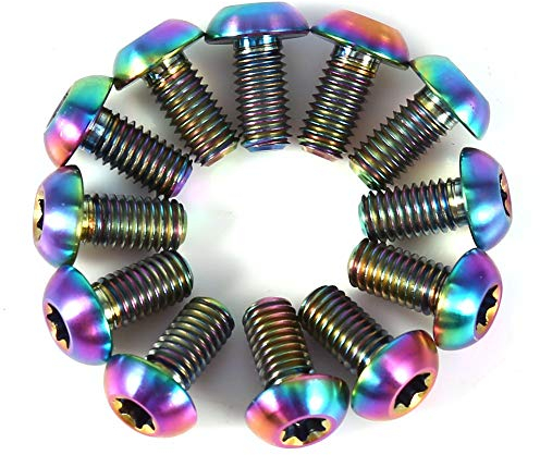 12 Stücke Scheibenbremsscheibenbolzen, Titanium Legierung Torx Kopf Rotatoren Bike Bremsbolzen Schrauben(Bunt)
