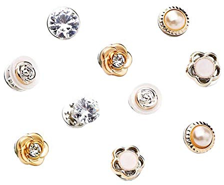 Joyci 10 Stück Damen-Brosche mit Anstecknadeln, Sicherheitsschnalle, Metall, Krawattennadel, für Rücken, Clutch, Metall, Perle,