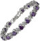 RIVA Blume Tennis Armband [18cm/7inch] mit Rundschliff Edelstein Zirkonia CZ [Lila Amethyst] in 18K WeiÃŸgold Vergoldet, Einfache Moderne Eleganz