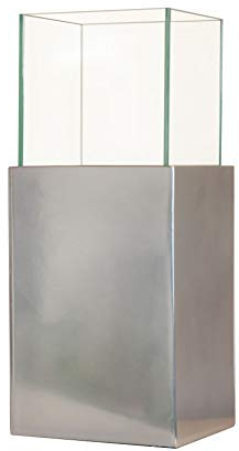 VIVANNO Deko-Windlicht Kerzenhalter Laterne Vier-Eckig CANDELITA - Silber Metallic 20x20x45