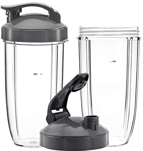 Poweka Ersatzteile Kompatibel mit Nutribullet 600 W/900 W Mixer, 2 Gläser à 32 oz mit Klappdeckel Kompatibel mit Nutribullet Hochgeschwindigkeits-Entsafter