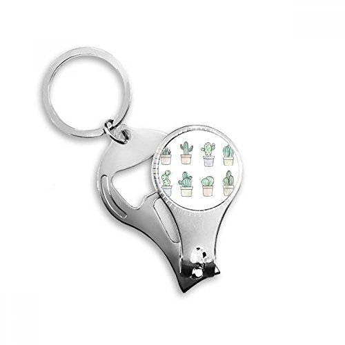 Sukkulenten Muster Kaktus Topfpflanze Illustration Nagel Zange Ring Schlüsselanhänger Flaschenöffner Clipper