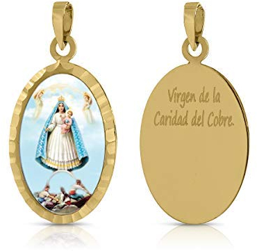 Collana girocollo in oro Sterling. Ragazza/Donna. Madonna, Carità del Rame. Senza catena. Dimensioni: 12 x 18 mm. (1-4930), Oro giallo