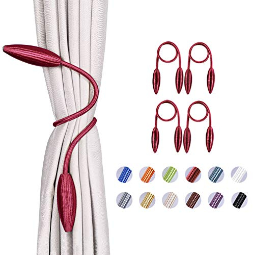 Pretty Jolly Raffhalter für Vorhänge, zum Selbstgestalten, kreativ, dekorativ, europäischer Stil, zufällige Modellierung, Vorhanghalter für Zuhause und Büro, rot, 4 Stück