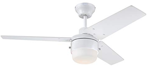 Westinghouse iluminación 73042 Ventilador de techo con luz moderno Talia, 105 cm, acabado blanco, vidrio opalino esmerilado
