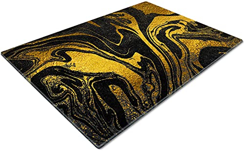 Glass Chopping Board 50 x 40 | Kitchen Worktop Protector | Multifunctional Cutting Board | Work Top Savers | Kitchen Accessories | Extra Large | Gold Black Art