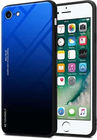 Cadorabo Hülle kompatibel mit Apple iPhone 7 / 7S / 8 / SE 2020 Schutzhülle TPU Silikon Case Glas Slim Kratzfest Weiche Gummi mit Rundumschutz Case Hülle für iPhone 7 / 7S / 8 / SE 2020 in Schwarz