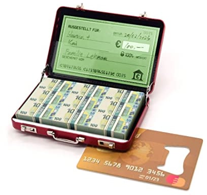 ASVP Shop Geldkoffer zum Geburtstag oder als Verpackung für Gutscheine - Mini Aktenkoffer aus Aluminium mit Schnappverschluss als Hochzeitsgeschenk und Grußkarte - Ideal als Geschenk(Red)