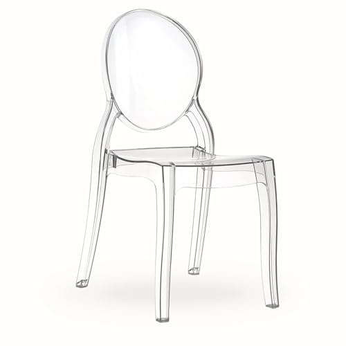 Mar.c.a. Design - Set mit 4 Stühlen aus Polycarbonat, transparent, neutral, Modell Cristal Light, stapelbar, modern, elegant, geeignet für Kommoden und Welten, Made in Italy, Maße: 50 x 47 x 90 cm.