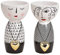 matches21 Vase Blumenvase Dekovase Figur Gesicht schlafend weiß schwarz & Herzanhänger Gold Keramik 1 STK 2er sort Ø 9x16 cm