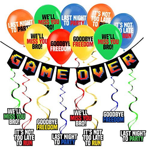 Lustiges Junggesellenabschieds-Dekorationsset – Game Over für Junggesellenabschiede, Ideen, Gefälligkeiten und Geschenke …