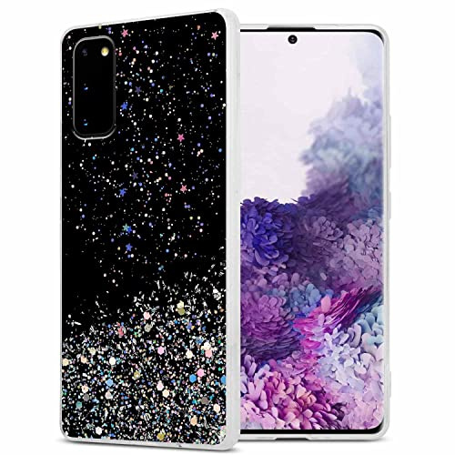 Cadorabo Hülle kompatibel mit Samsung Galaxy S20 Rundumschutz TPU Silikon Case Mädchen Glitzer Strass Design Slim Kratzfest Weiche Gummi Bling Schutzhülle für Samsung Galaxy S20 in Schwarz