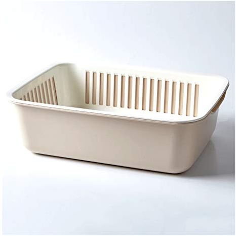 Colador 2 en 1 Filtro y Colander plástico Cesta de Drenaje Cuadrado Cesta de hortalizas para el hogar Fregadero Multifuncional de la Cocina con la Mesa y Las Frutas limpias Coladores de Alimentos