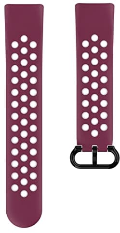 Hama Fitbit Uhrenarmband 22 mm (verstellbares Ersatzarmband für Smartwatch Fitbit Charge 5, Sportarmband atmungsaktiv zum Tauschen, Silikon Wechselarmband, Edelstahl Druckknopf) rot/grau