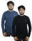 Bahob® 2 Pack Men's Long Sleeve T-Shirt Top Round Neck Full Sleeve T-Shirt Soft Cotton S-XXL (Black X Navy, XXL)