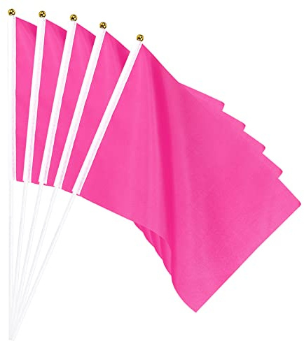 sourcing map Rosa Flagge Stick Handheld Kleine Mini DIY Flagge Banner 11,8 Zoll x 7,8 Zoll Rechteck für Festival Events Party Dekoration 25 Stück