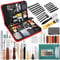 Kuppt Leder Werkzeug Set, Leder Nähset, Leder Bearbeitungs Werkzeug mit Leder Stanzwerkzeugen, Ledernieten Kit, Grover, Schneidematte, Zinkenstanze und Aufbewahrungstasche für Anfänger und Erwachsene