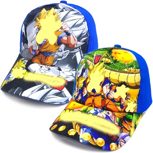 Tomicy Anime Baseball Cap Baseballmütze Für Kinder,Cartoon Casual Verstellbar Athletic Baseball Cap,Sport Baseball Caps 2pcs (48-54cm)