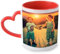 Taza personalizada de cerámica con asa de corazon y fondo rojo. Taza para regalos originales personalizada con imagen y texto que quieras. Regalos para mujeres, madres, perejas etc