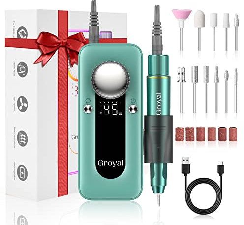 Grehge ail Drill, 45000RPM Cordless Portable Rechargeable Nail Drill for Acrylic Gel Nails, Professional Nail Drill Manicure Pedicure Polishing Shape Tools for Home Salon Nail Drill Kits