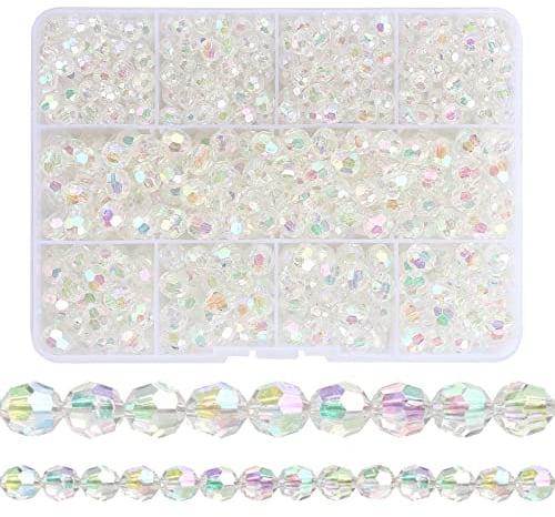 Clear Beads, 720 Pcs Acrylic Clear Faceted Beads, Ab Color Crystal Loose Bead, Transparent Spacer Bead for Making Jewelry, Bracelets, Necklaces, Earrings, Charms