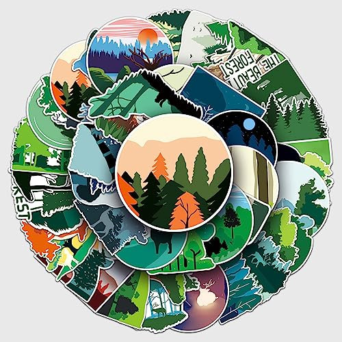 Bric Dodo 50 Stück Forest Aufkleber Auto Laptop Telefon Gitarre Skateboard Motorrad Fahrrad Wälder Stickers Set Vinyl Wasserdicht Aesthetic Aufkleber für Jugendliche Kinder Erwachsene