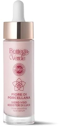 Bottega Verde - Fiore di Porcellana, Siero Viso Illuminante e Perfezionatore, 30 ml, Booster di Luce con Pigmenti Illuminanti, Trattamento per Tutti i Tipi di Pelle, Effetto Radioso e Uniformante