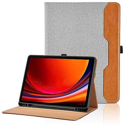 Custodia per Samsung Galaxy Tab S9 Plus / S9+ 12,4'' 2023 Pelle PU Flip Tablet Case, Funzione Supporto Pieghevole Cover Protettiva con Tasca, Auto Sveglia/Sonno per Galaxy Tab S9 Plus - Grigio