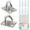 Mmgoqqt M6 Square Pad Eye Plate, 2 Pcs 304 Stainless Steel Heavy Duty Eye Pad Plate, Marine Hardware Staple Hook Ring Loop with 8 Set of Screws and Plastic Plugs, for Wall Ceiling Hanging