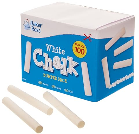 Baker Ross FX912 White Chalk Bumper Pack - Pack of 100, Drawing Chalk, Drawing Accessoires, Classroom Supplies