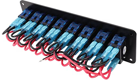 8-fach RV-Kippschalter-Panel aus Aluminium, 12 V–24 V Wasserdicht, Blaues LED-Licht, Flexible PC-Schnallen, für Auto-Yacht