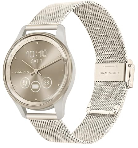 TRUMiRR Ersatz für Garmin Approach S50/Garmin Vivomove Trend/Venu Sq 2 Music/Sport/Venu 2 Plus Armband, 20mm Mesh Gewebte Edelstahl Armband Metall Uhrenarmband Ersatzband für Garmin Venu 2 Plus 43mm