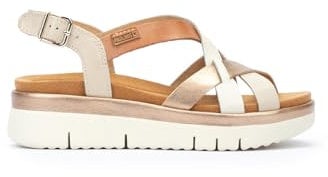 Pikolinos Sandalias cuña en Cuero Palma para Señora Color Marfil