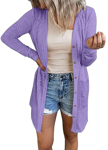 Weste Damen Lang Pullover & Strickjacken Für Damen Damen Lederjacke Jeansjacke Schwarz Einfarbig Langarm Strickjacke Mit Knöpfen Open Front Sweater Longstrickjacken Damen (Mint Green, M)