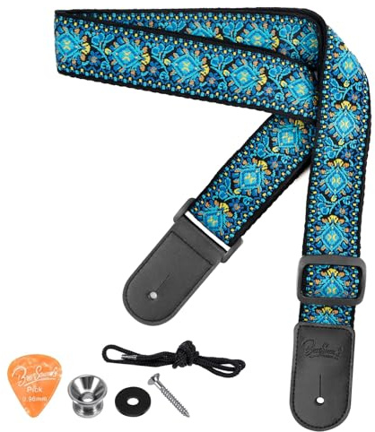 BestSounds Ukulele Strap, Jacquard Weave Adjustable Uke Mandolin Shoulder Straps for Adult & Kids, Ukulele Button Accessories (Teal Blue)