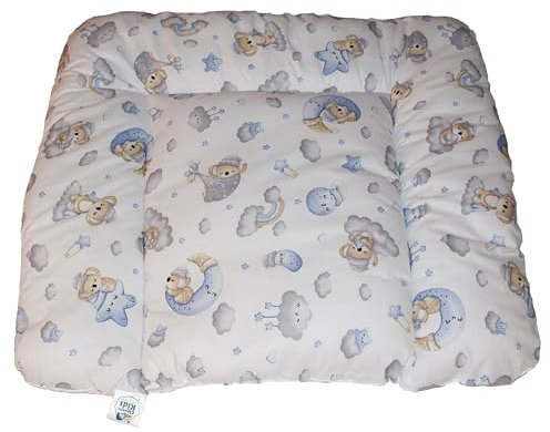 Clevere Kids Wickelauflage Sterne und Tiere 65x70 cm OEKO-TEX Standard 100 waschbar (Wolkenbär blau)