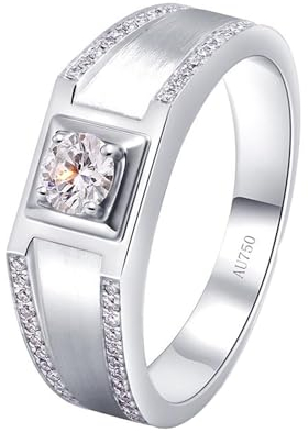 Whoiy Ehering Weißgold 585, Herren Verlobungsringe 0.3ct Diamanten Hochzeit Ring Hochzeitsring Echtgold 14 Karat für Männer Gr 49 (15.6)