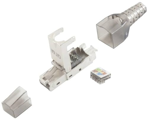 BKL Electronic RJ45 Stecker, werkzeuglos, STP, CAT 6A 10121201 Stecker, gerade Polzahl 8P8C Silber 1