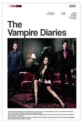 TINGTOEO The Vampire Diaries Movie Cover Canvas Poster Wall Art Decor Print Picture Paintings for Living Room Bedroom Decoration Unframe-style 12x18inch(30x45cm)