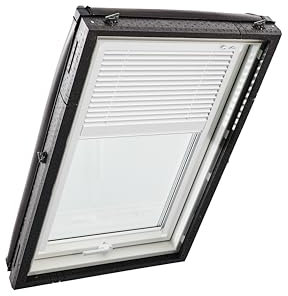 Original Roto Jalousette ZJA für Roto Dachfenster - Führungsschiene Weiß - Jalousie für Baureihe Designo R4/R7 und Classic K 43/73 - Größe 065/140 | 06/14 - Stofffarbe Weiß