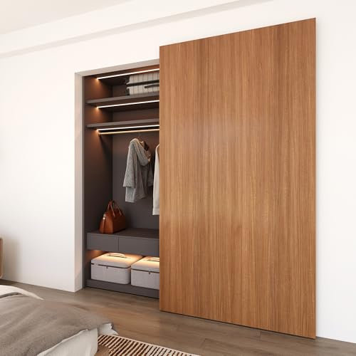 JUBEST Kit de herrajes ocultos para puerta de granero de 48 pulgadas con mecanismo de cierre suave, riel invisible para puerta corredera de 40 a 44 pulgadas, kit de herrajes ocultos para puerta de