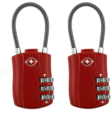 Maizoon 2 Piezas Candado de Combinación de 3 Dígitos Aprobada por la TSA con Combo de Restablecimiento de Contraseña para Equipaje de Viaje Mochila Maleta Elegante Compacto Rojo