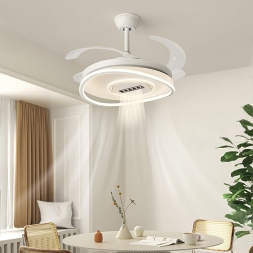 Harpochten LED Deckenventilator Mit Beleuchtung Leise Dimmbare Mit Fernbedienung Fan Deckenleuchte Moderne Invisible Ventilatorlicht Für Wohnzimmer Schlafzimmer Esszimme Ventilatorlampen Deckenlampe ﻿