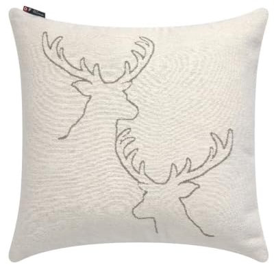 David Fussenegger Kissenhülle Hirschen Linie 50x50cm Kissenbezug aus Recycling-Baumwolle nachhaltig produziert ÖkoTex100 GRS Made in Austria Farbe Rohweiß