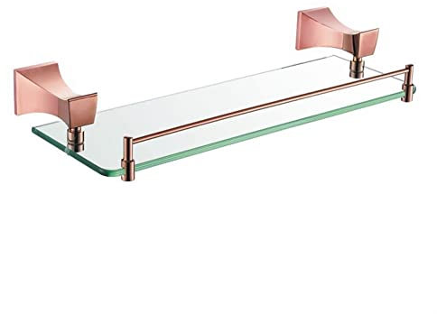 CAFIEDR Shower Caddy 2021 Bathroom Glass Shelf, Shower Organizer Tempered Glass Storage Cosmetic Shelf, Wall Mounted Golden Rose Gold Polished Finish Bathroom Shelf Sto,Rose Gold