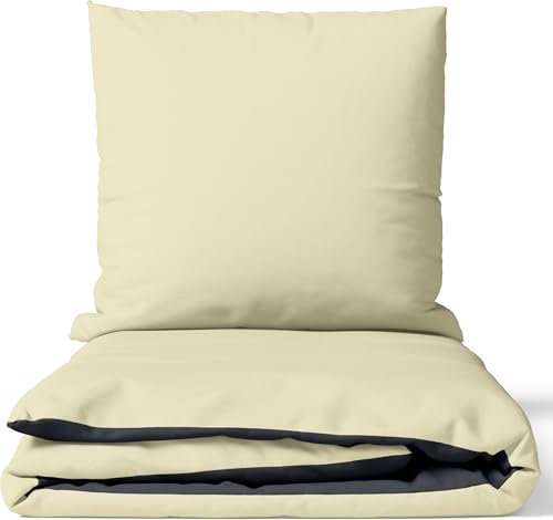 Leonado Vicenti Bettwäsche Baumwolle 200x220 cm Taupe Beige Grau Uni Einfarbig Set Schlafzimmer Garnitur Wendebettwäsche Bezug Decke mit verdecktem Reißverschluss