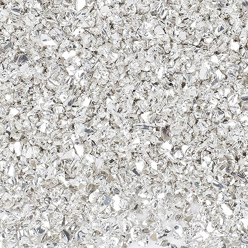 Anevous 100g Crushed Glass Chips, 1-2mm Unregelmäßiges Glitzer Glassplitter, Glitterglas Kies, Glasperlen zum Basteln für Nail Art Crafts DIY Vase Epoxidharz Schmuck Making Heimdekoration,Weiß